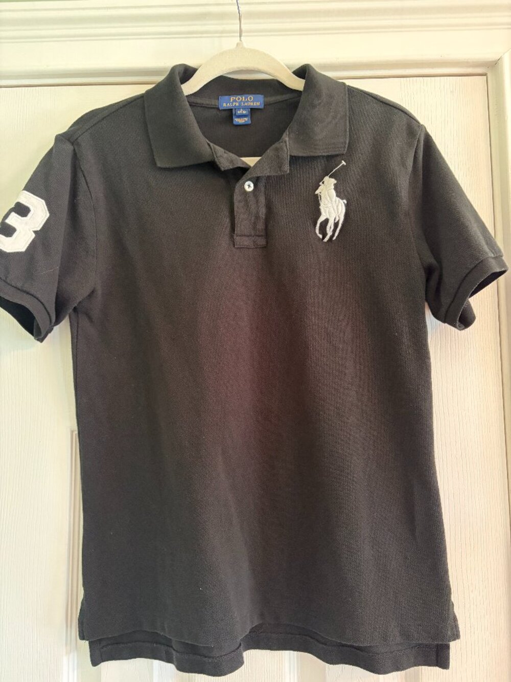 Polo Ralph Lauren Black shirt with large Polo Design size 14-16